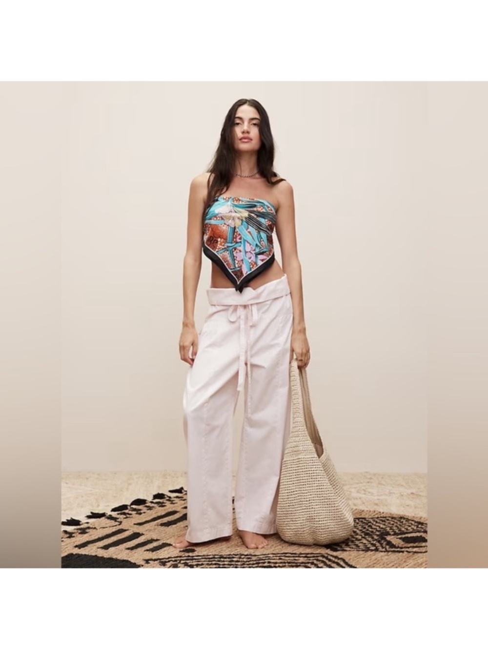 Banana Republic Wide-Leg Drawstring Pants in Pale Pink
